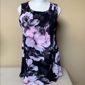 Softworks Sleeveless Top with pink and white roses